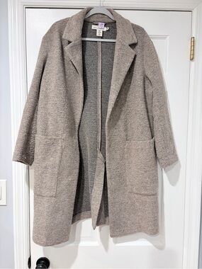 H&M LOGG Wool Blend Longline Open Coatigan Cardigan Coat Size 12